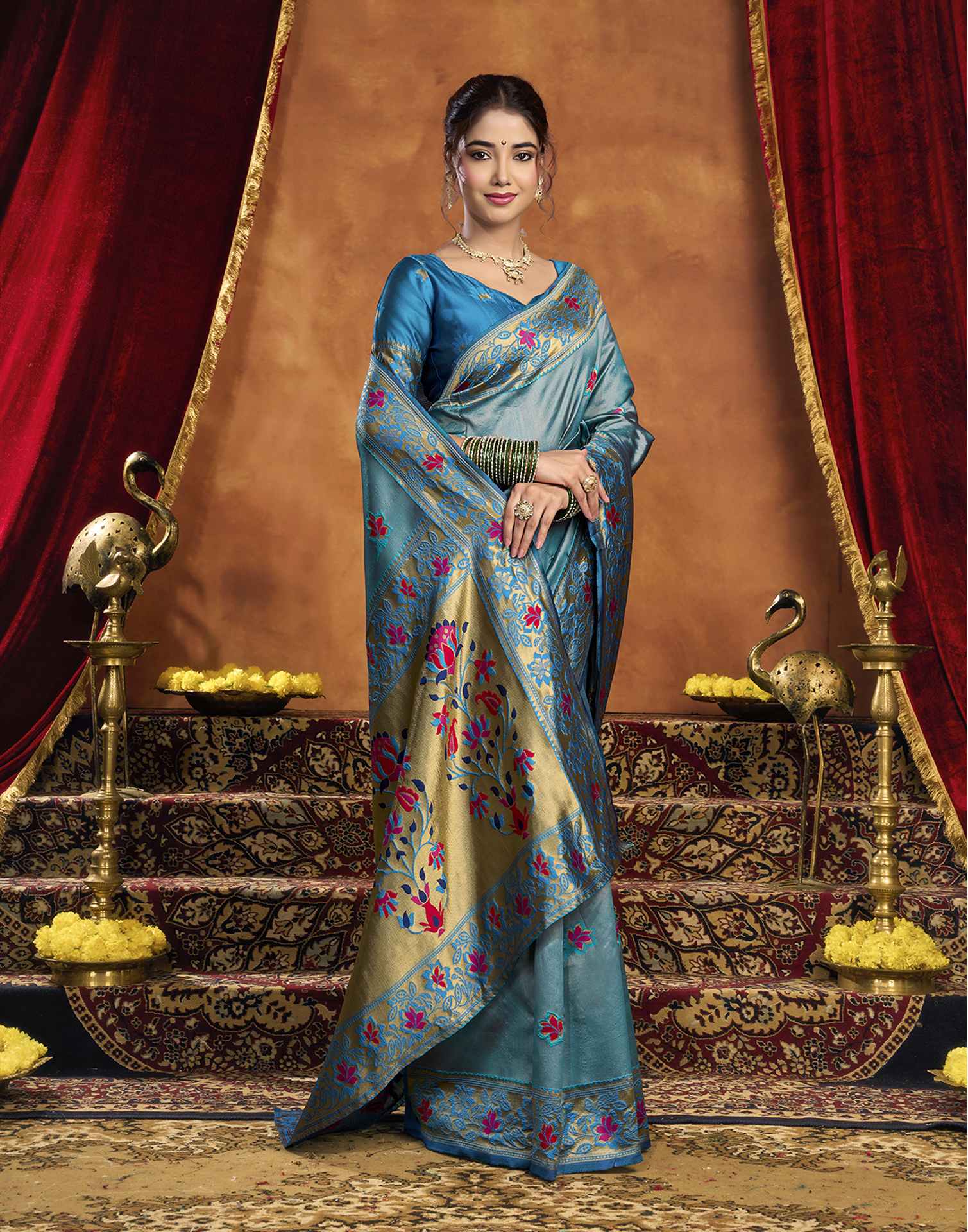 Blue Silk Woven Paithani Saree