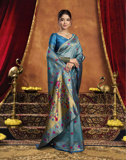 Blue Silk Woven Paithani Saree