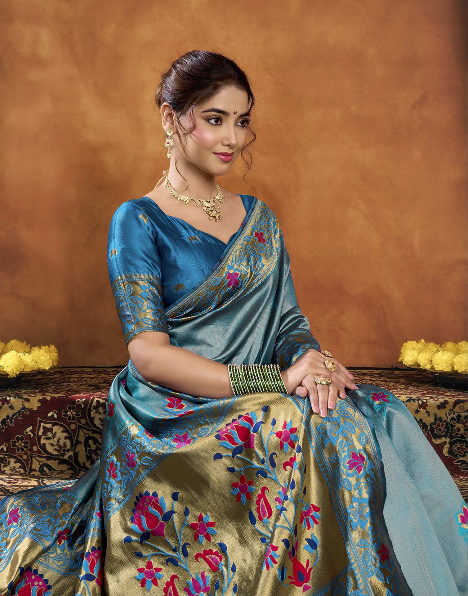 Blue Silk Woven Paithani Saree