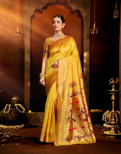 Yellow Silk Woven Paithani Saree