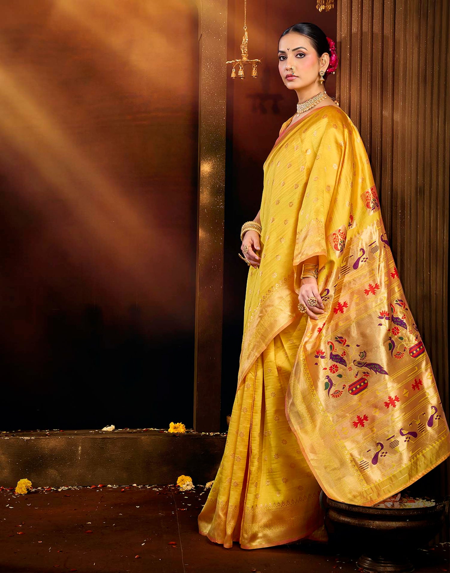 Yellow Silk Woven Paithani Saree