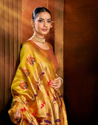 Yellow Silk Woven Paithani Saree