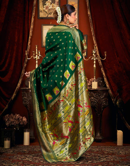 Dark Green Silk Woven Paithani Saree