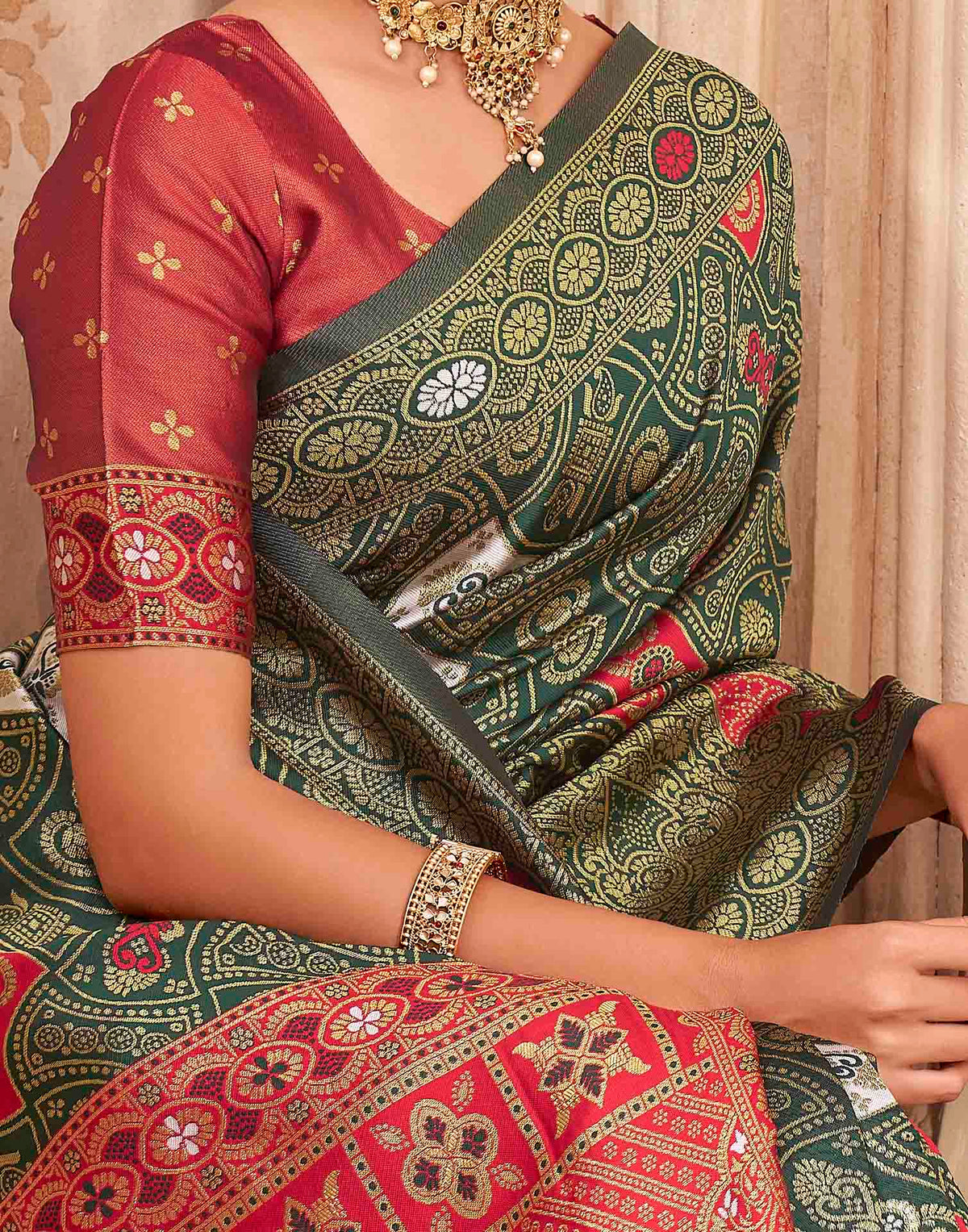 Green Silk Woven Banarasi Saree