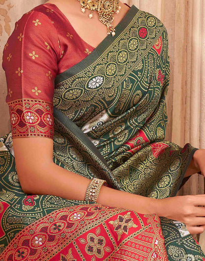 Green Silk Woven Banarasi Saree