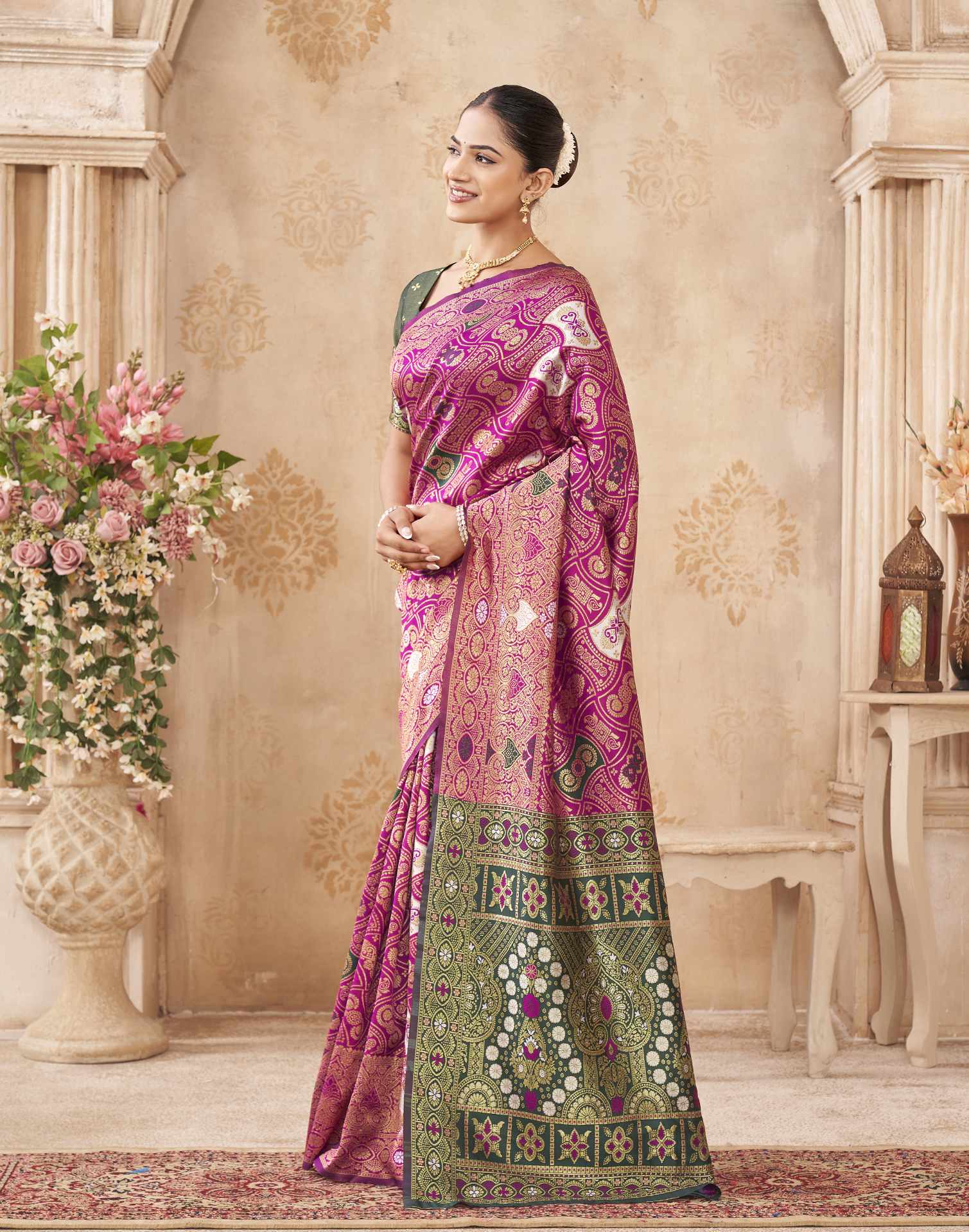 Pink Silk Woven Banarasi Saree