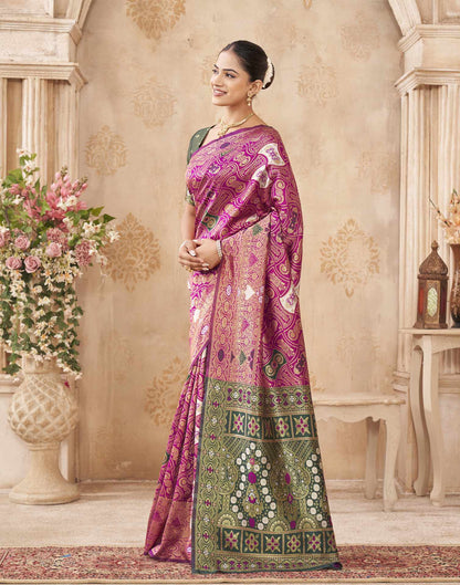 Pink Silk Woven Banarasi Saree