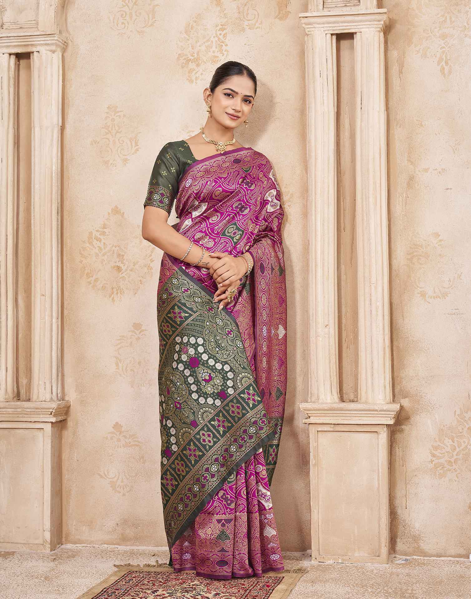 Pink Silk Woven Banarasi Saree