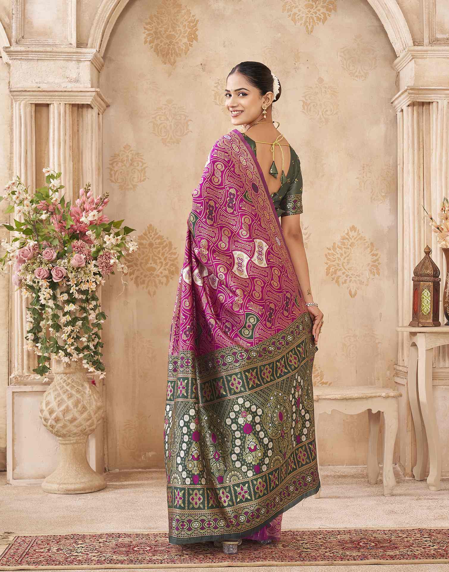 Pink Silk Woven Banarasi Saree