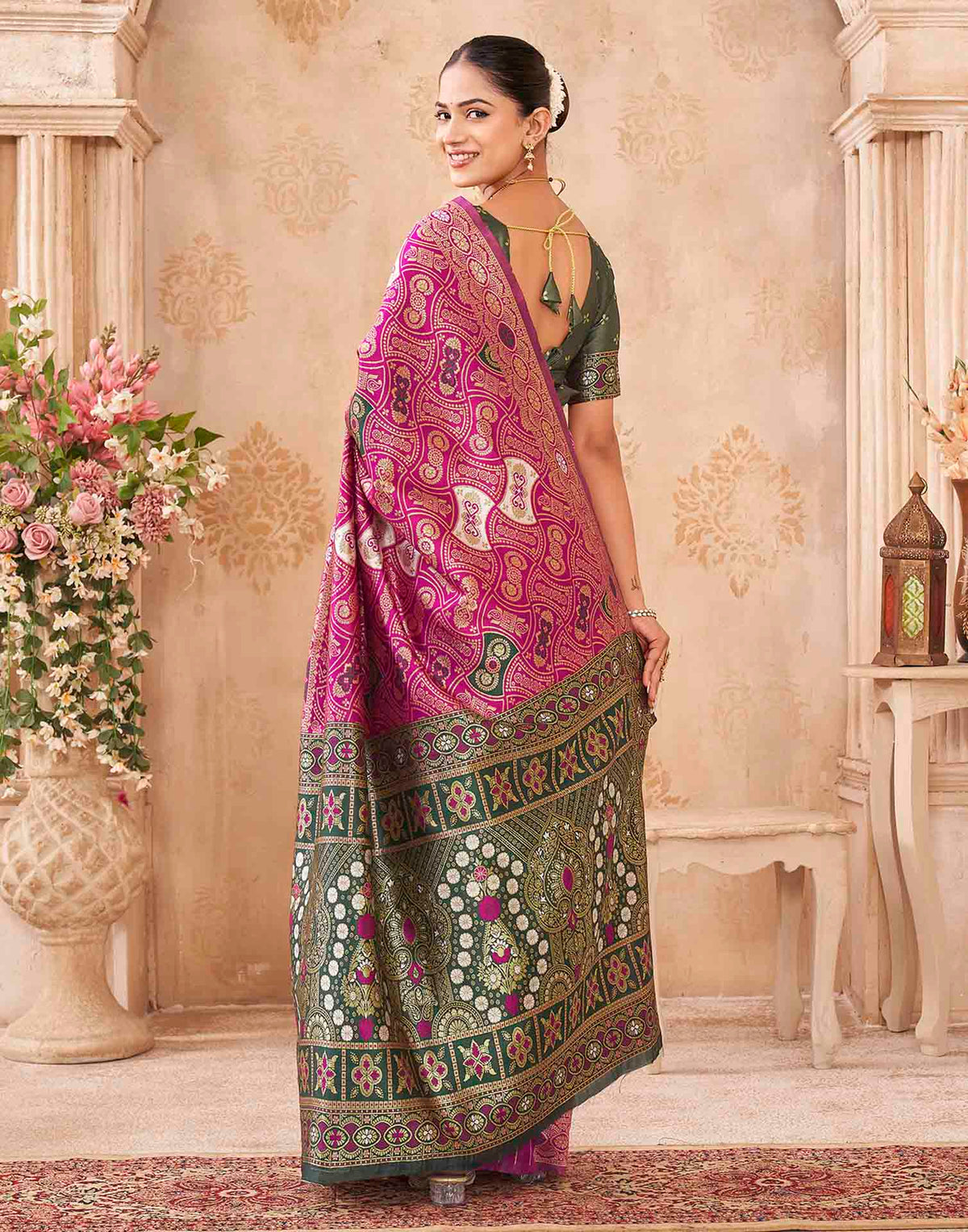 Pink Silk Woven Banarasi Saree
