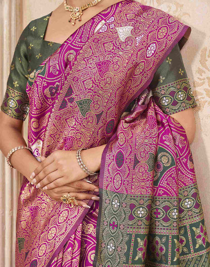 Pink Silk Woven Banarasi Saree
