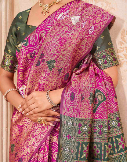 Pink Silk Woven Banarasi Saree
