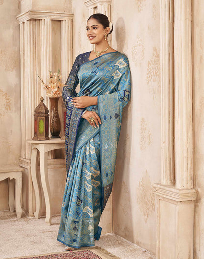 Blue Silk Woven Banarasi Saree