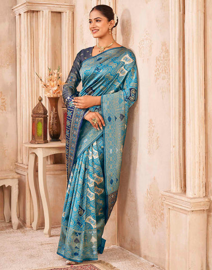 Blue Silk Woven Banarasi Saree