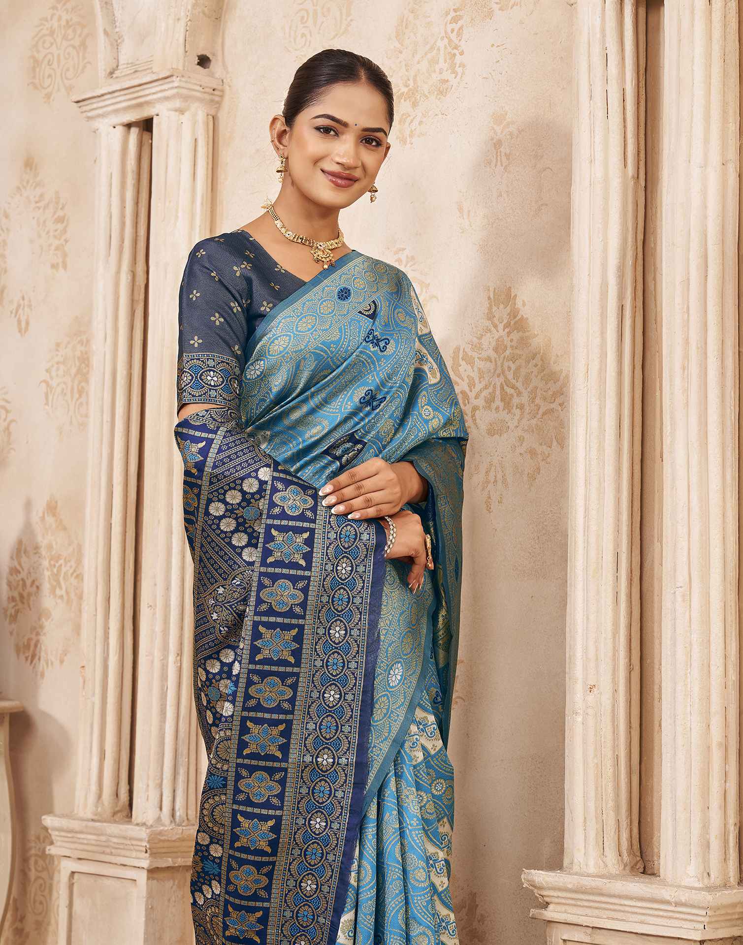 Blue Silk Woven Banarasi Saree