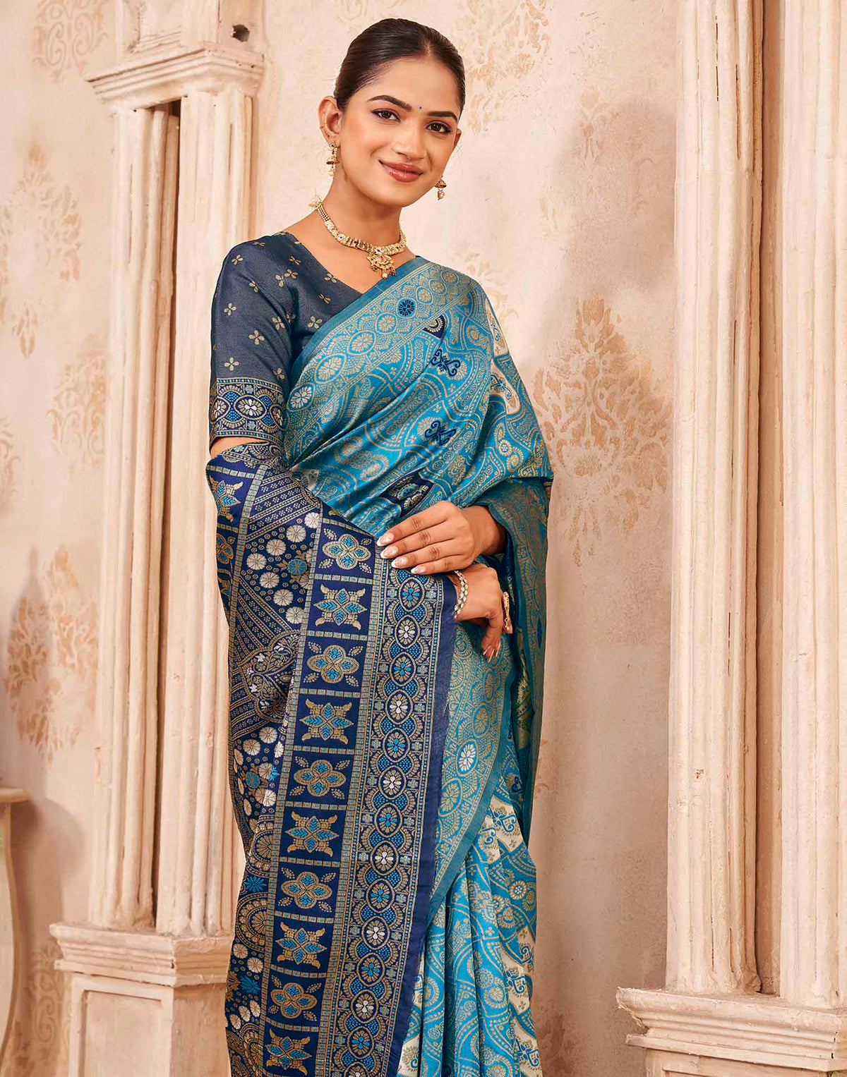 Blue Silk Woven Banarasi Saree