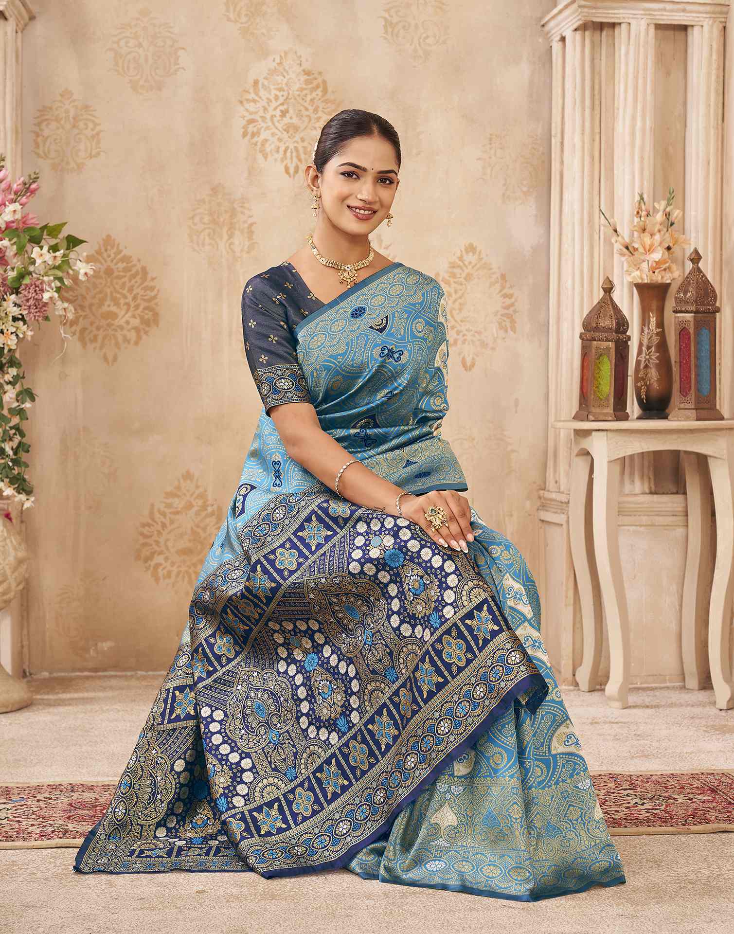 Blue Silk Woven Banarasi Saree