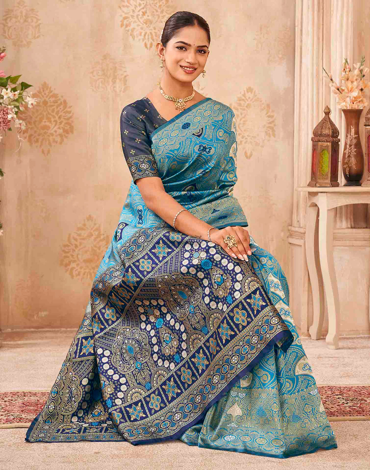 Blue Silk Woven Banarasi Saree