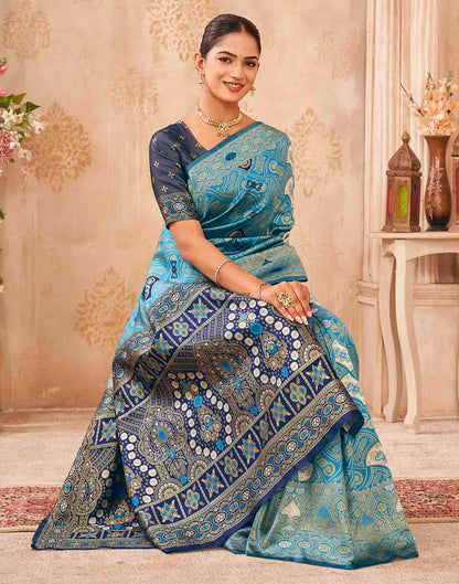 Blue Silk Woven Banarasi Saree