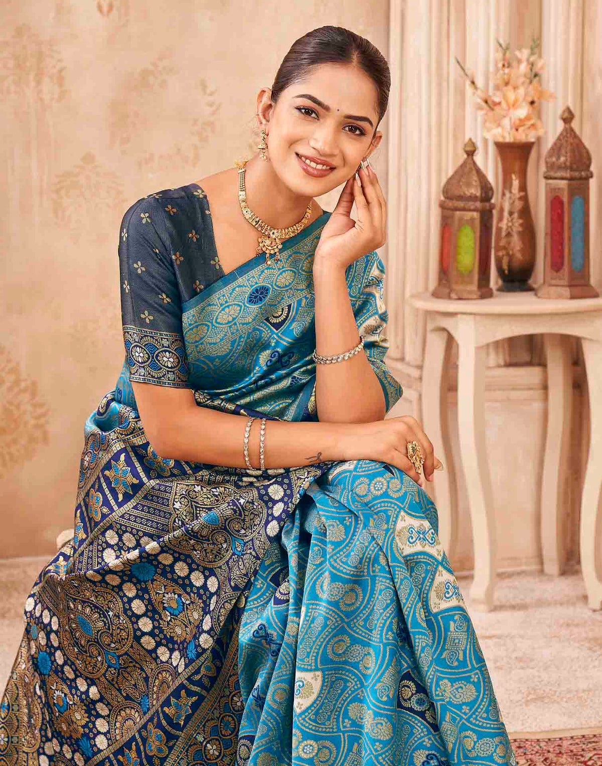 Blue Silk Woven Banarasi Saree