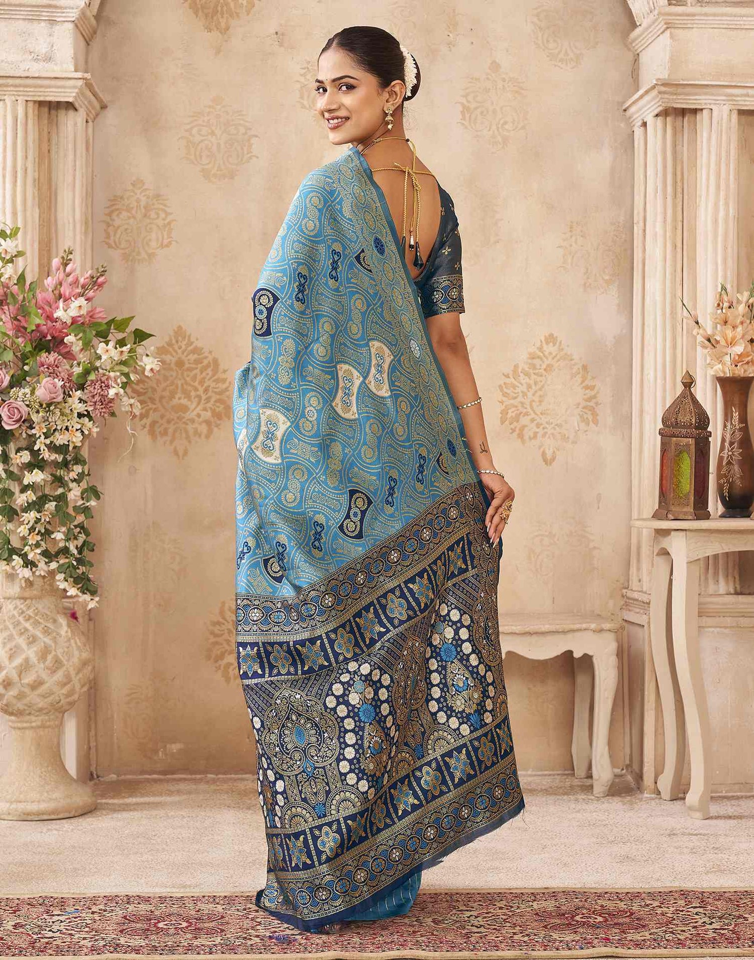 Blue Silk Woven Banarasi Saree