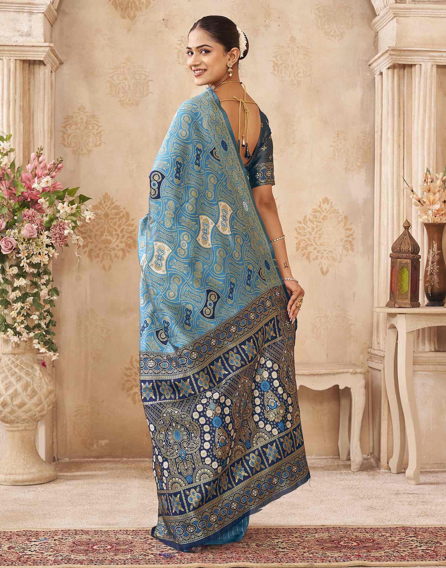 Blue Silk Woven Banarasi Saree