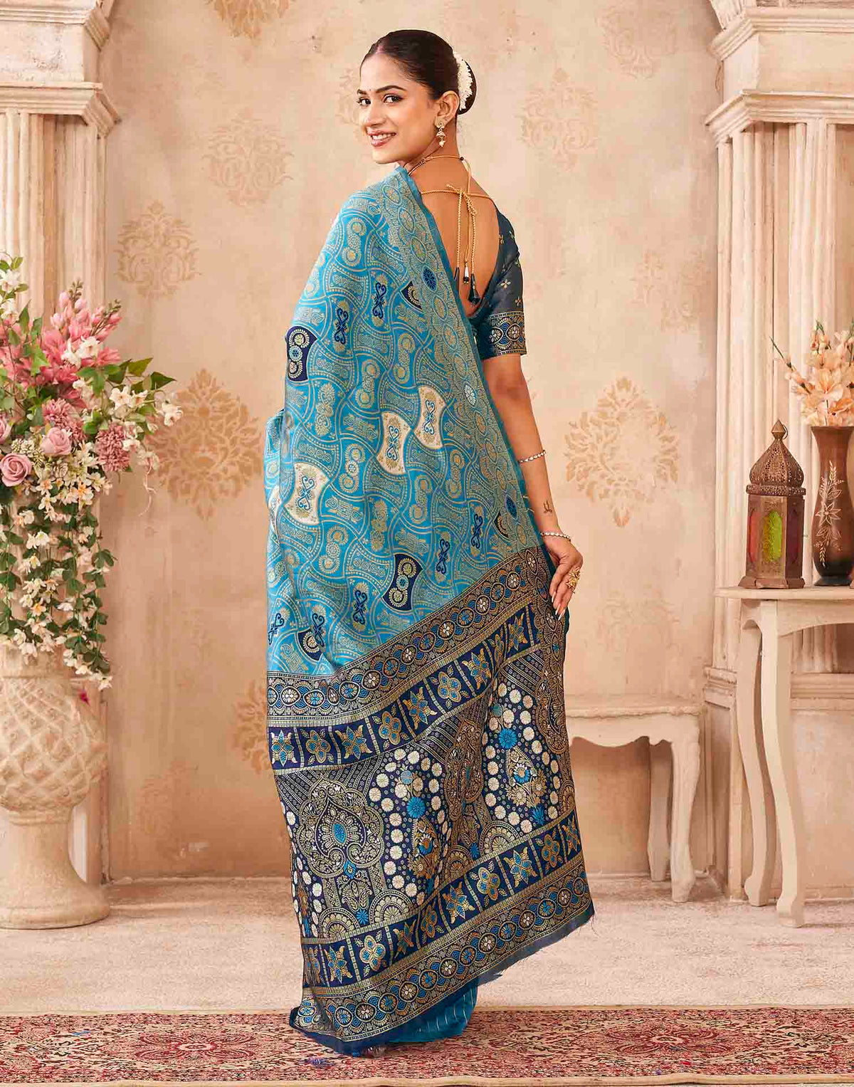 Blue Silk Woven Banarasi Saree