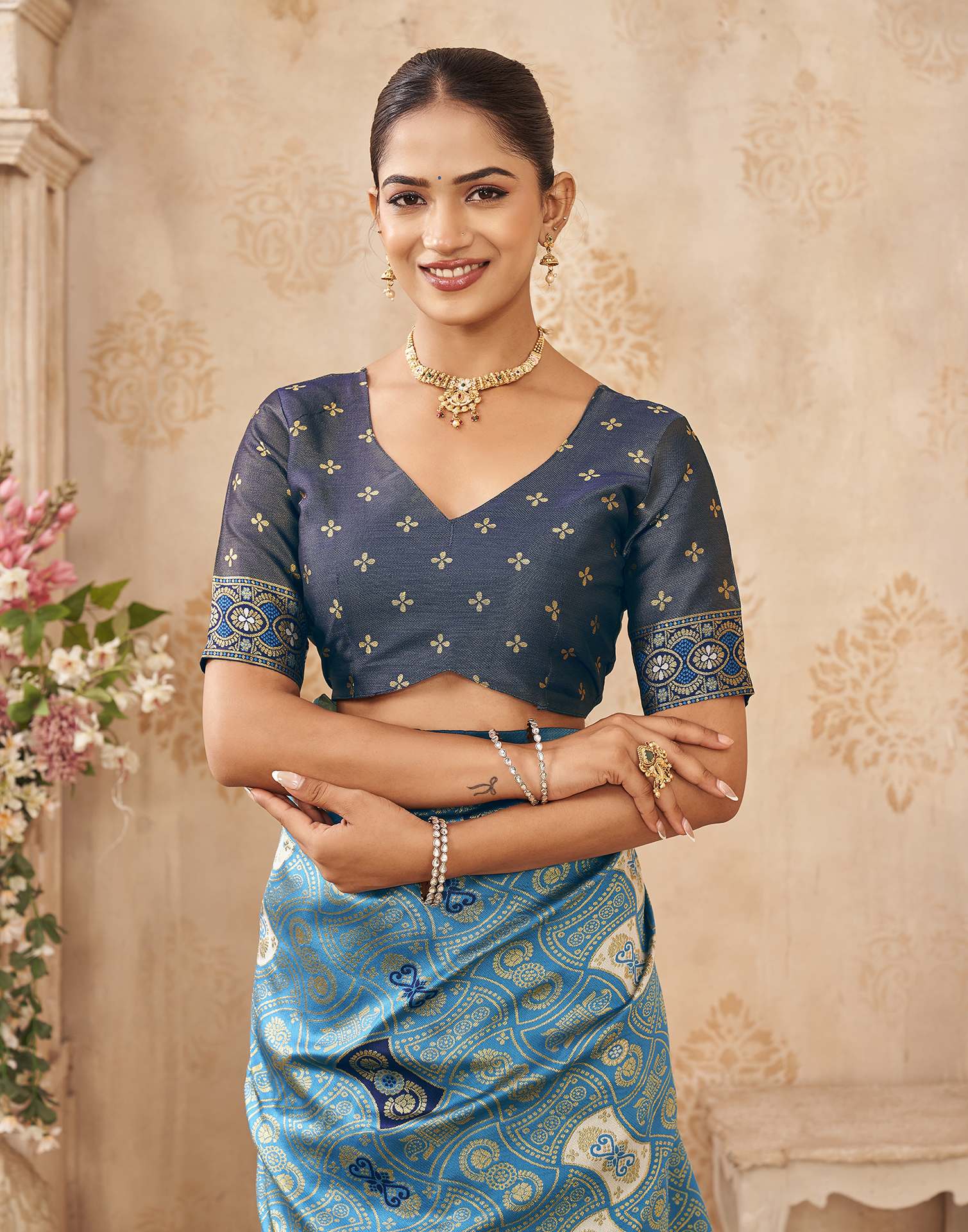 Blue Silk Woven Banarasi Saree