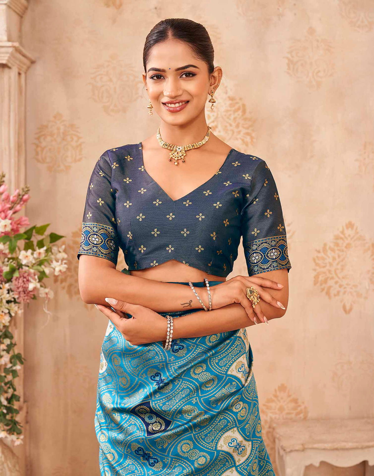 Blue Silk Woven Banarasi Saree