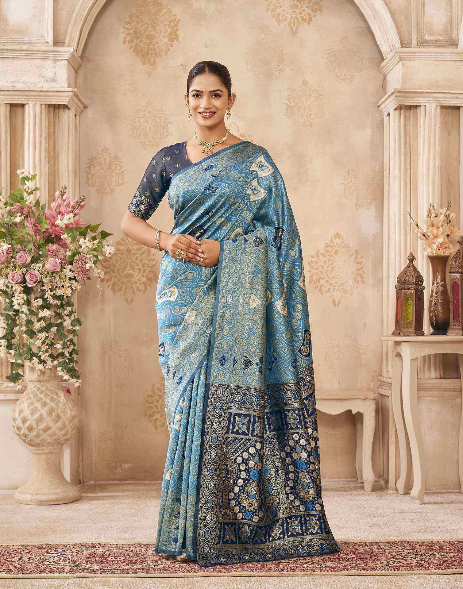 Blue Silk Woven Banarasi Saree