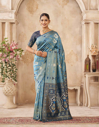 Blue Silk Woven Banarasi Saree