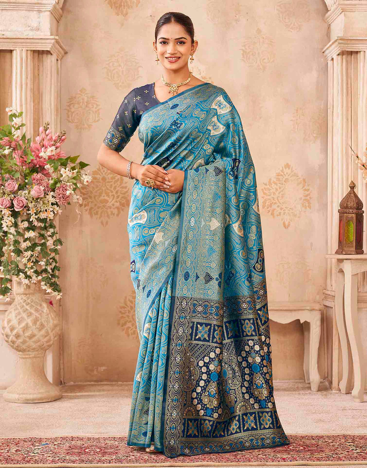 Blue Silk Woven Banarasi Saree