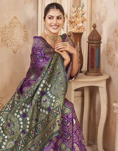 Purple Silk Woven Banarasi Saree