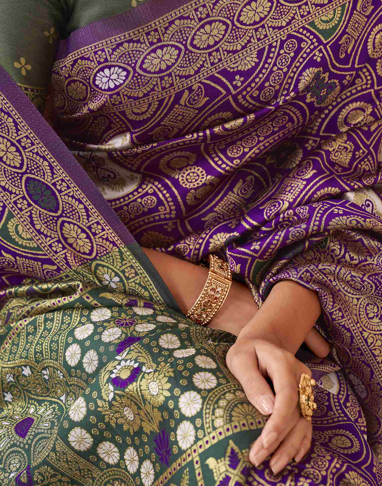 Purple Silk Woven Banarasi Saree