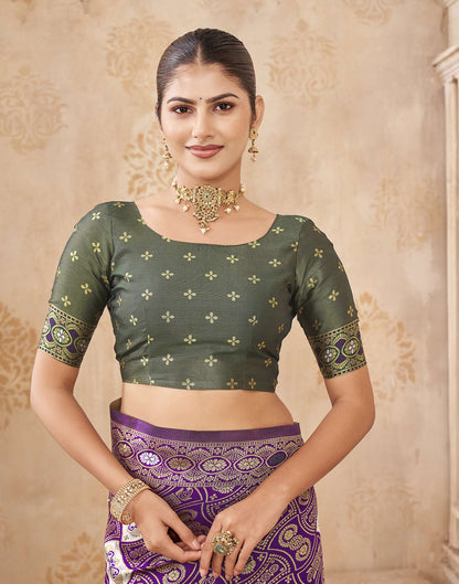 Purple Silk Woven Banarasi Saree