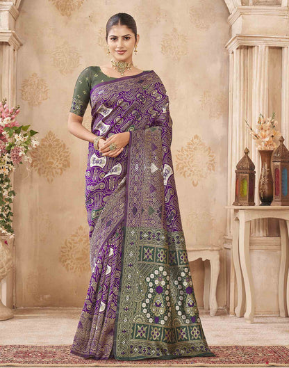 Purple Silk Woven Banarasi Saree