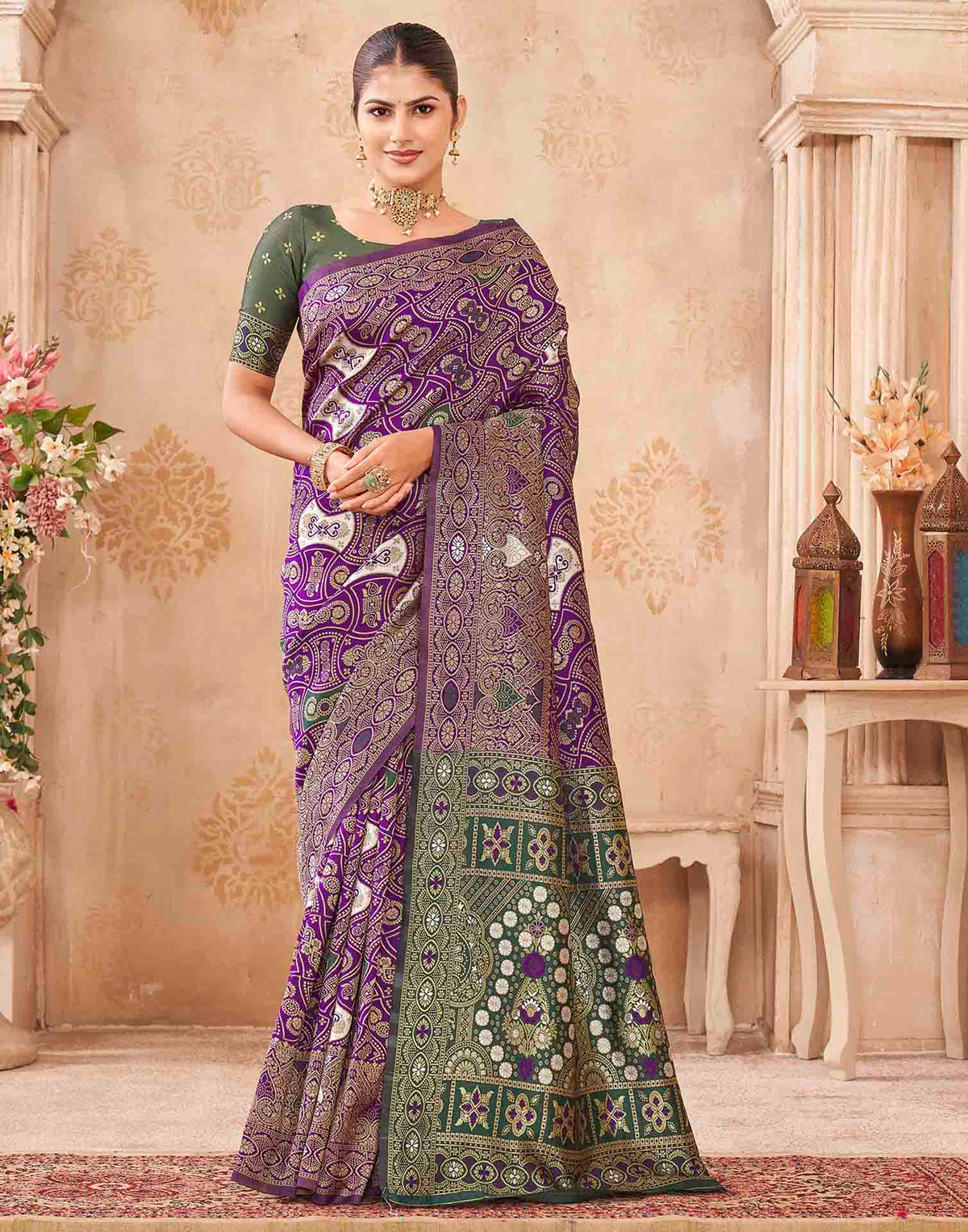 Purple Silk Woven Banarasi Saree