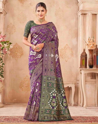 Purple Silk Woven Banarasi Saree