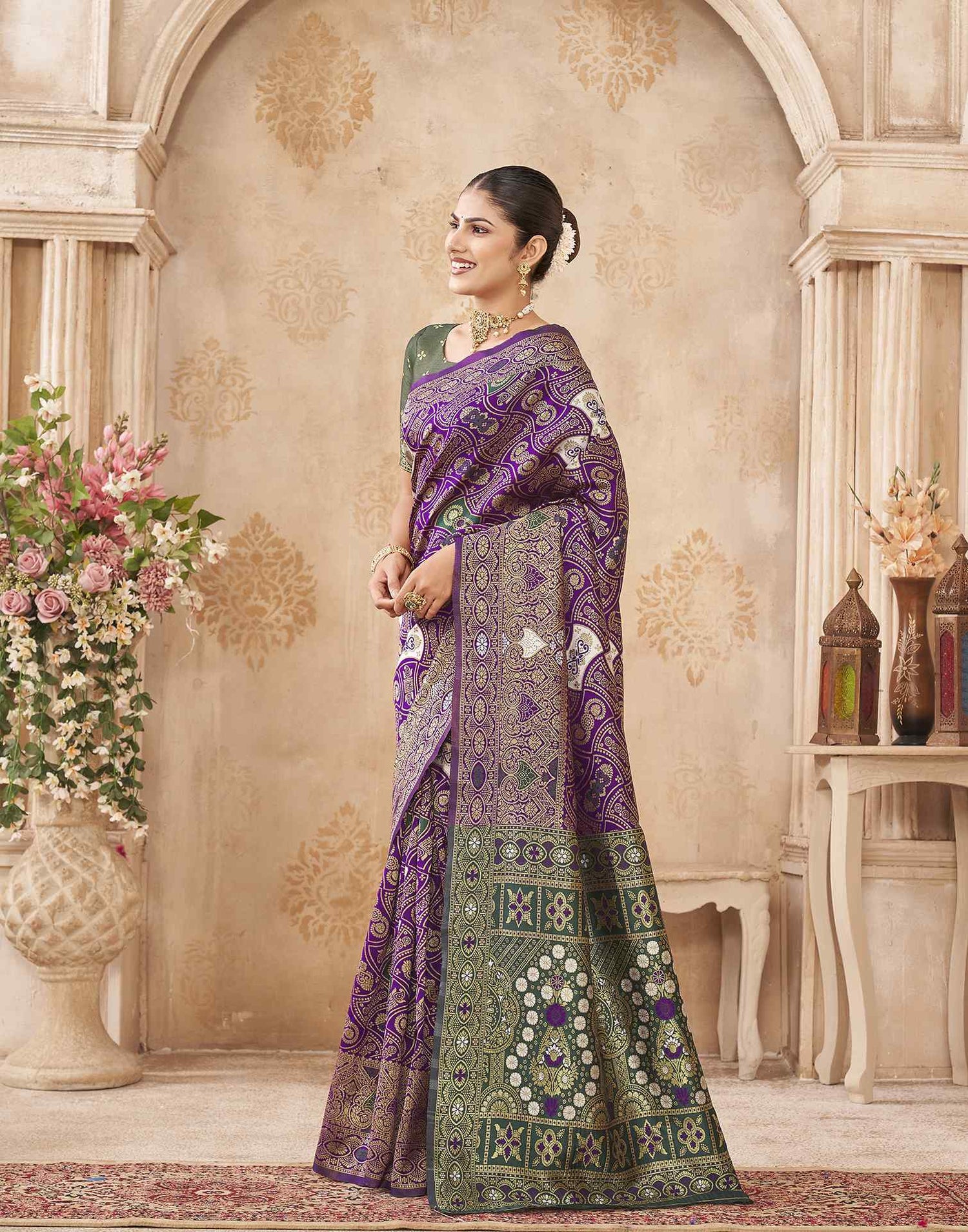 Purple Silk Woven Banarasi Saree