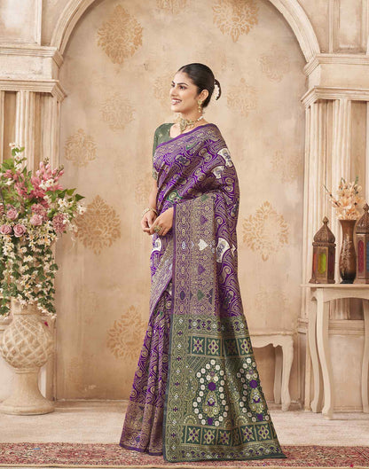 Purple Silk Woven Banarasi Saree