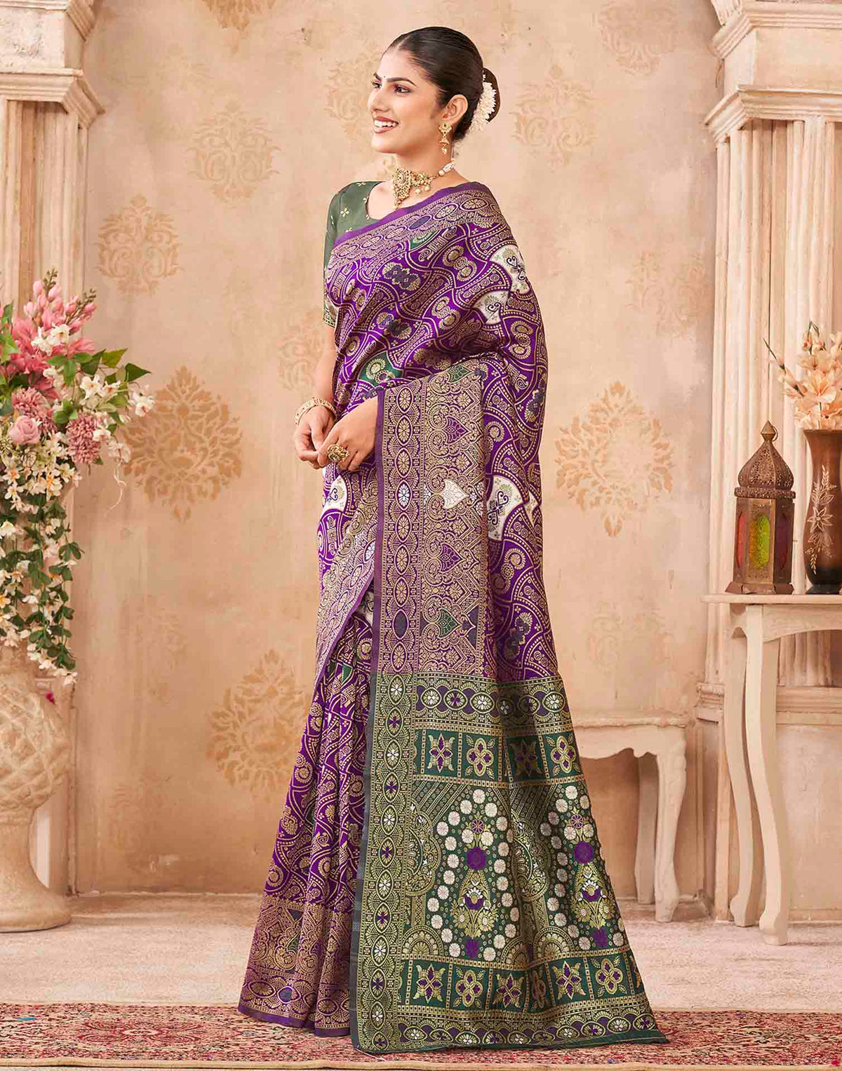 Purple Silk Woven Banarasi Saree
