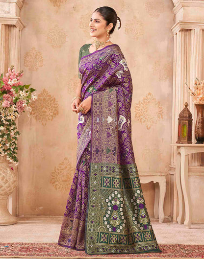 Purple Silk Woven Banarasi Saree