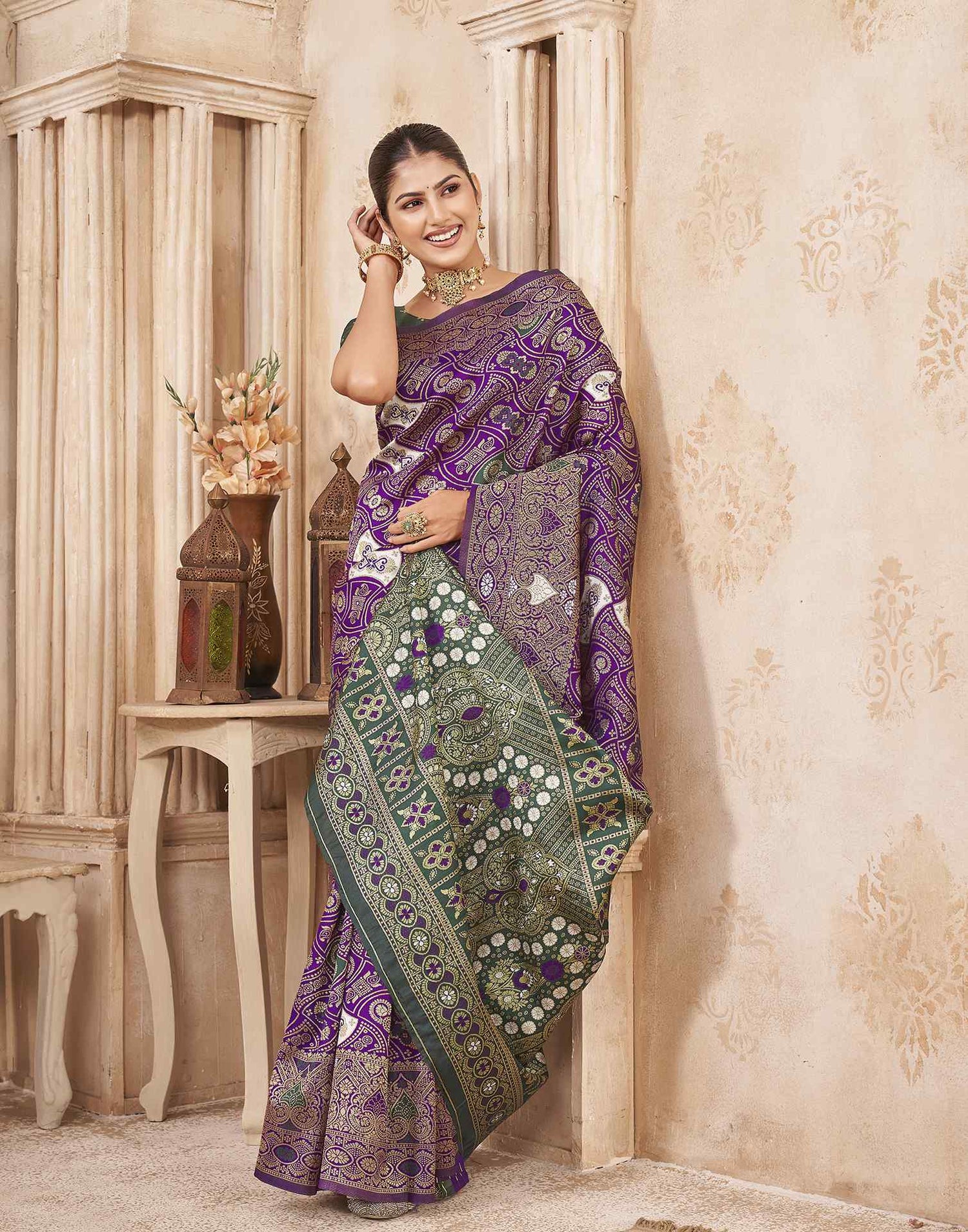 Purple Silk Woven Banarasi Saree
