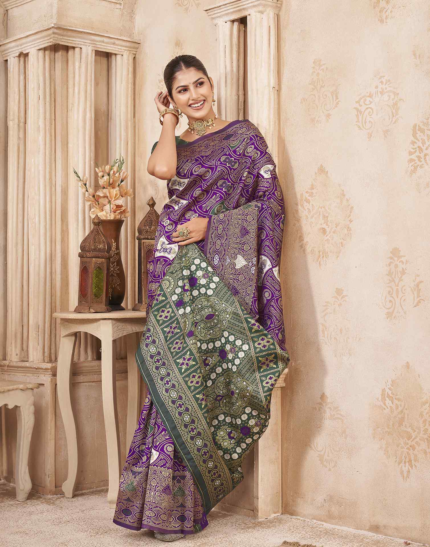 Purple Silk Woven Banarasi Saree