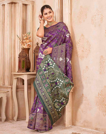 Purple Silk Woven Banarasi Saree