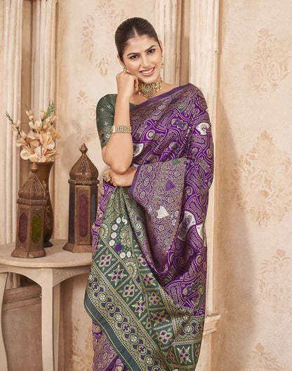 Purple Silk Woven Banarasi Saree