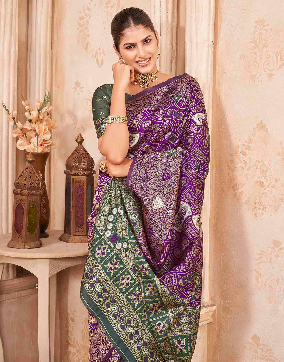 Purple Silk Woven Banarasi Saree