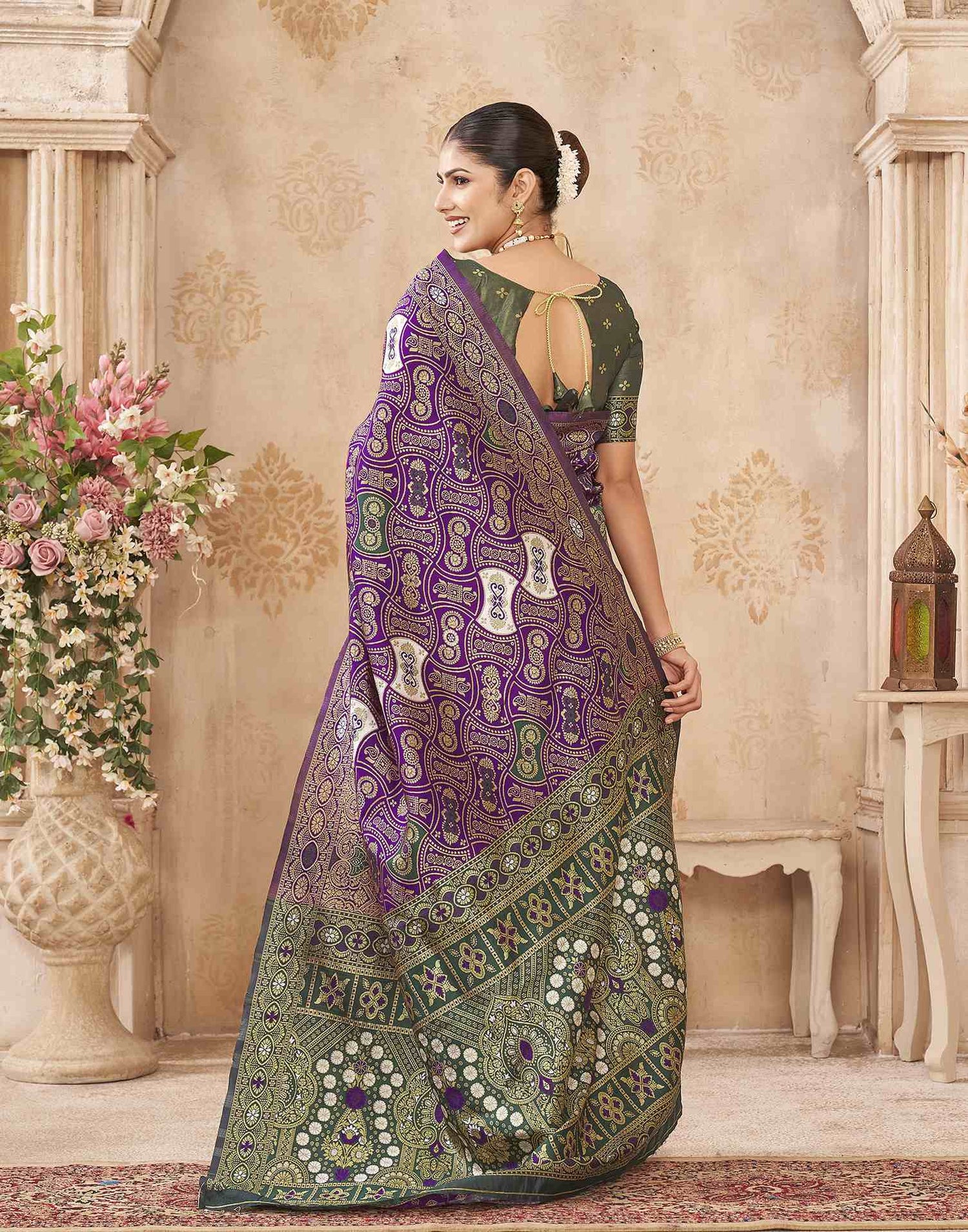 Purple Silk Woven Banarasi Saree