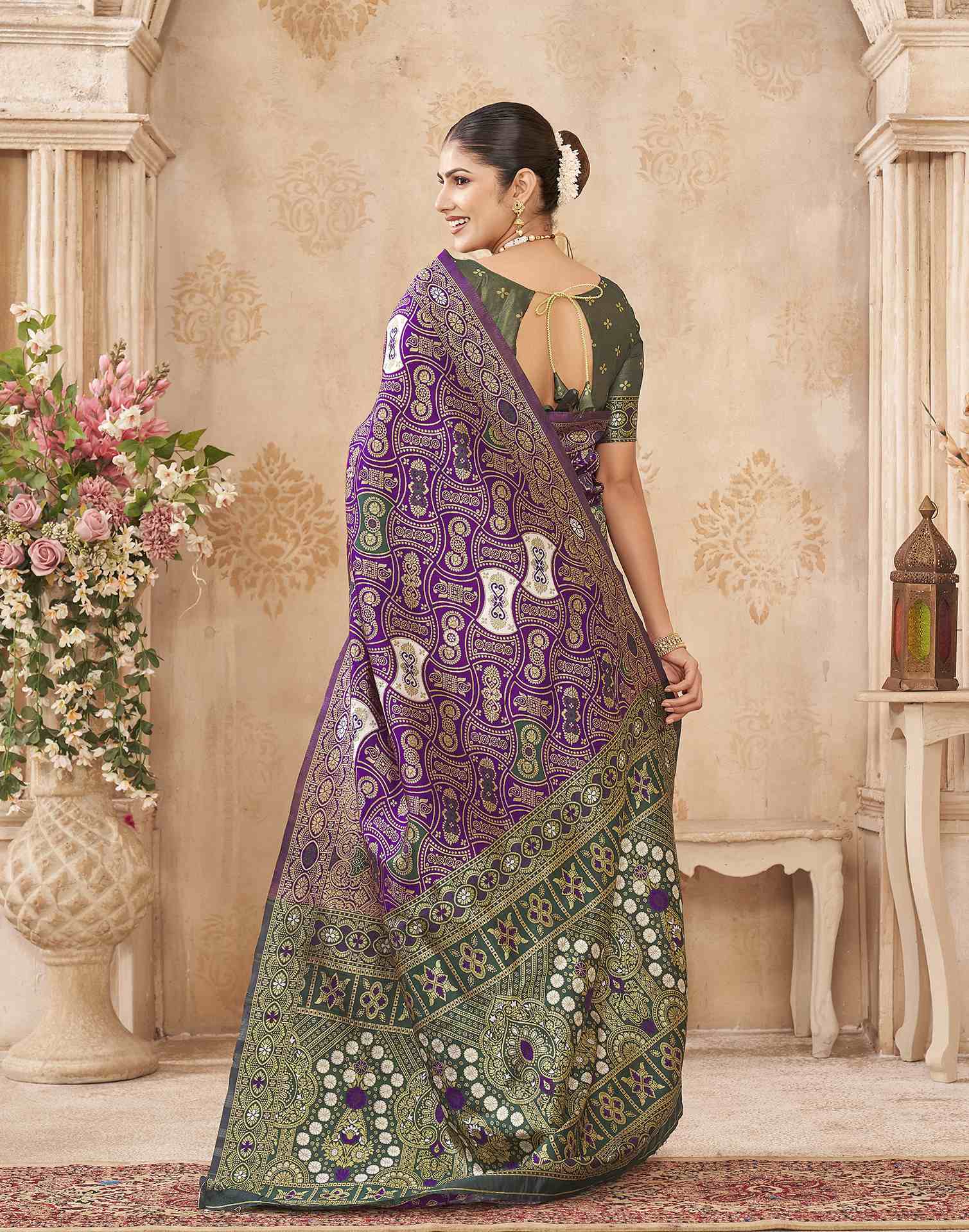 Purple Silk Woven Banarasi Saree