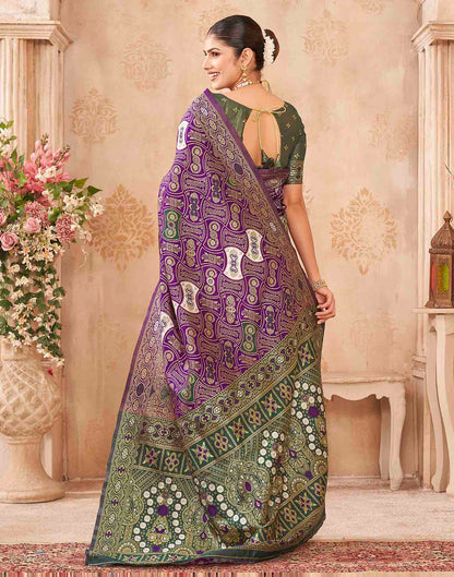 Purple Silk Woven Banarasi Saree
